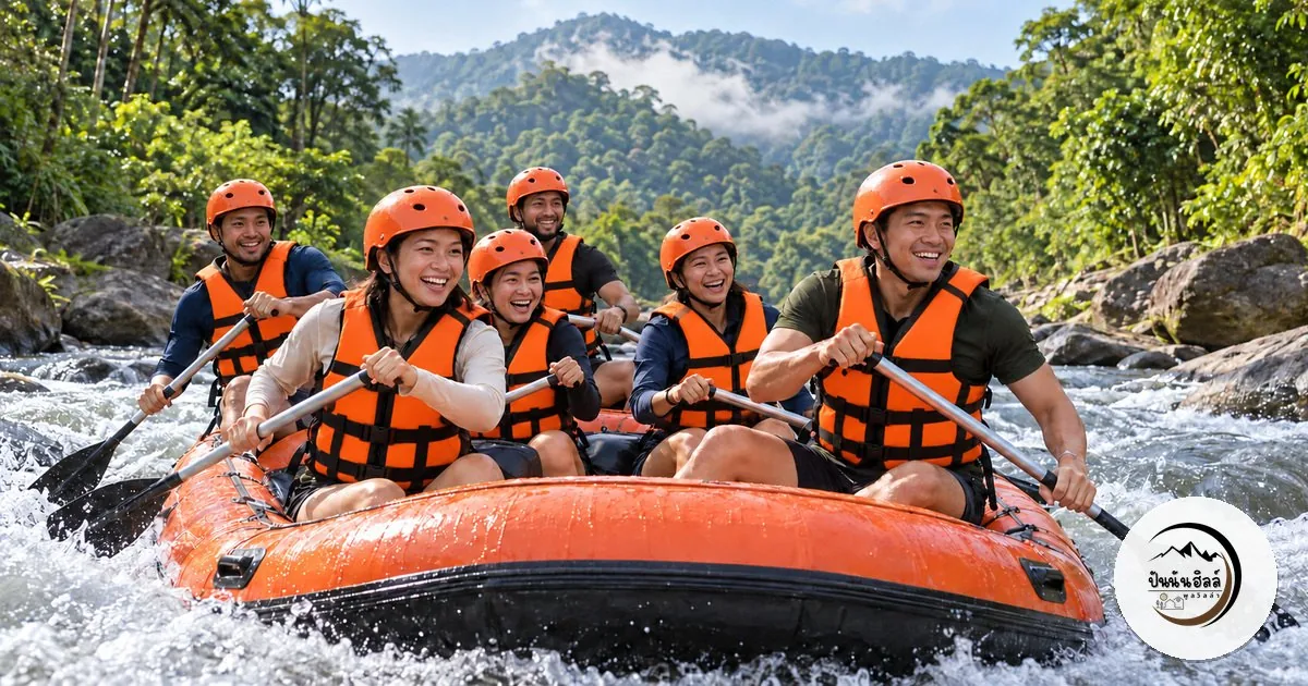 แก๊งเพื่อนพายเรือยางล่องแก่งช่วงเช้า นครนายก